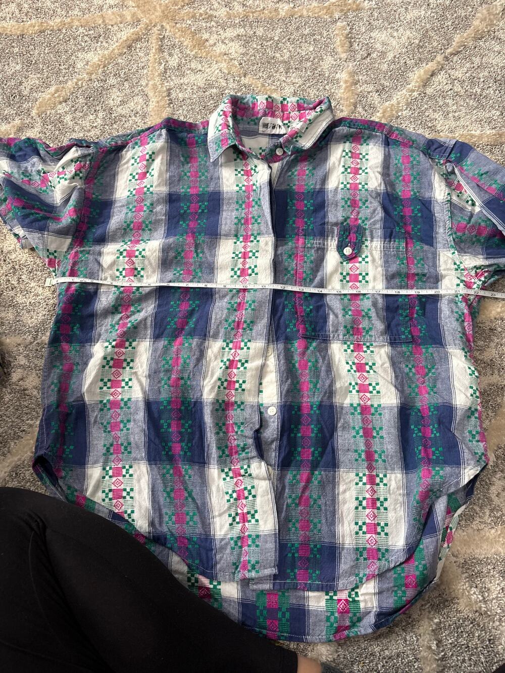 Khazana VINTAGE 1980s short sleeve plaid blouse women's size medium
